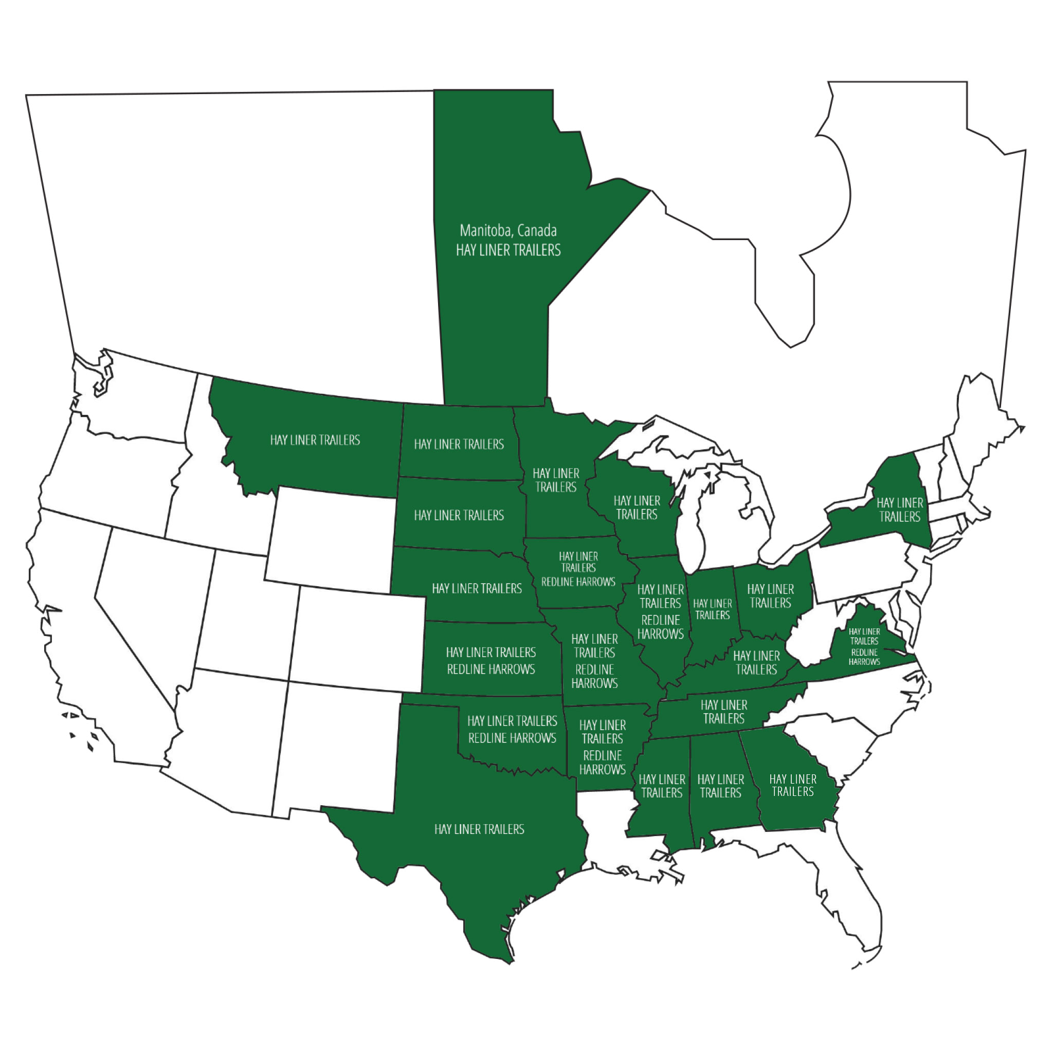 Hay Liner Trailers and Harrows Dealers Areas Served